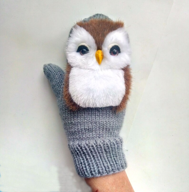 Mittens owls Snowy owl Mittens fur White owl mittens Cute Etsy