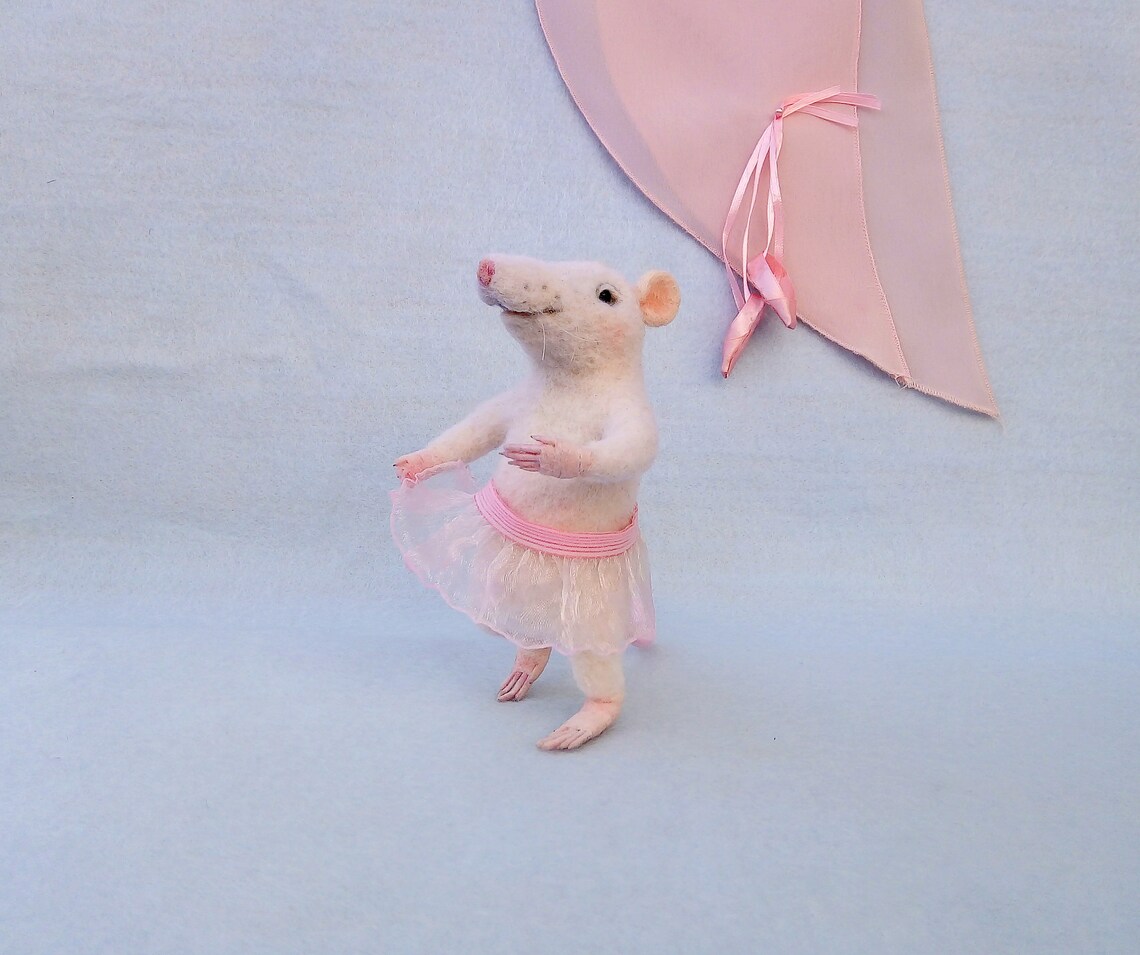 White ballet mouse doll Rat ballerina figurine Mouse soft Etsy