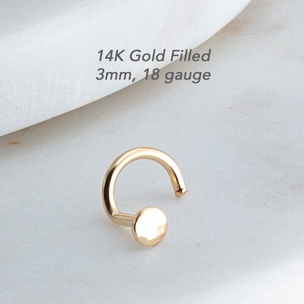 Gold Nostril Scew Piercing Cartilage Stud GF-18GA-3MM- HAMMERED