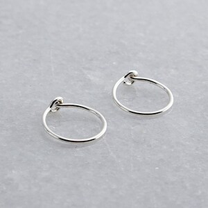 Sterling Silver Small Hoop Earrings for Cartilage Helix Nose Tragus 8mm Tiny Thin Huggie Piercing Hoop Ring 22 Gauge