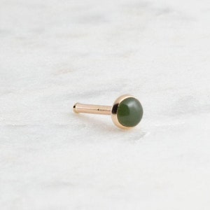 Nose Nail Stud Gold Jade Stone Nose Cartilage, 18ga Gold Stud, Nose Ring, Nail Piercing, Minimalist, Stone 3mmmm