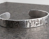 Aluminum Cuff Forest Trees Hand Stamped Handmade Bracelet Dainty Jewelry