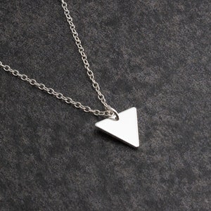 Silver Triangle Necklace, Stainless Steel Triangle Charm Necklace, Triangle Charm Pendant, Lariat Necklace, Minimalist Dainty Jewelry