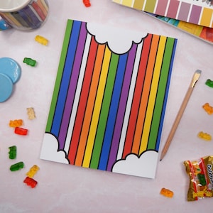 Rainbow Cloud Journal softcover lay flat 8x10 inches 120 pages lined