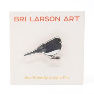 Dark Eyed Junco Bird Pin: Eco-Friendly Recycled Acrylic (1.25 inches)