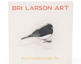 Dark Eyed Junco Bird Pin: Eco-Friendly Recycled Acrylic (1.25 inches)