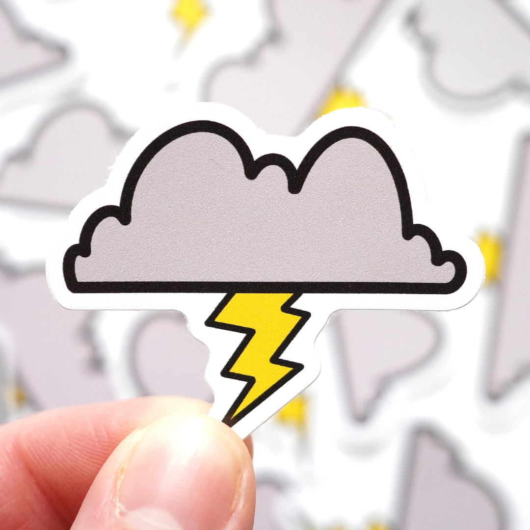 Thunderstorm Cloud and Lightning Bolt Sticker Waterproof UV Stable ...