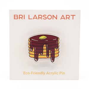 Pancake Stack Pin: Eco-Friendly Recycled Acrylic, Maple Syrup & Butter