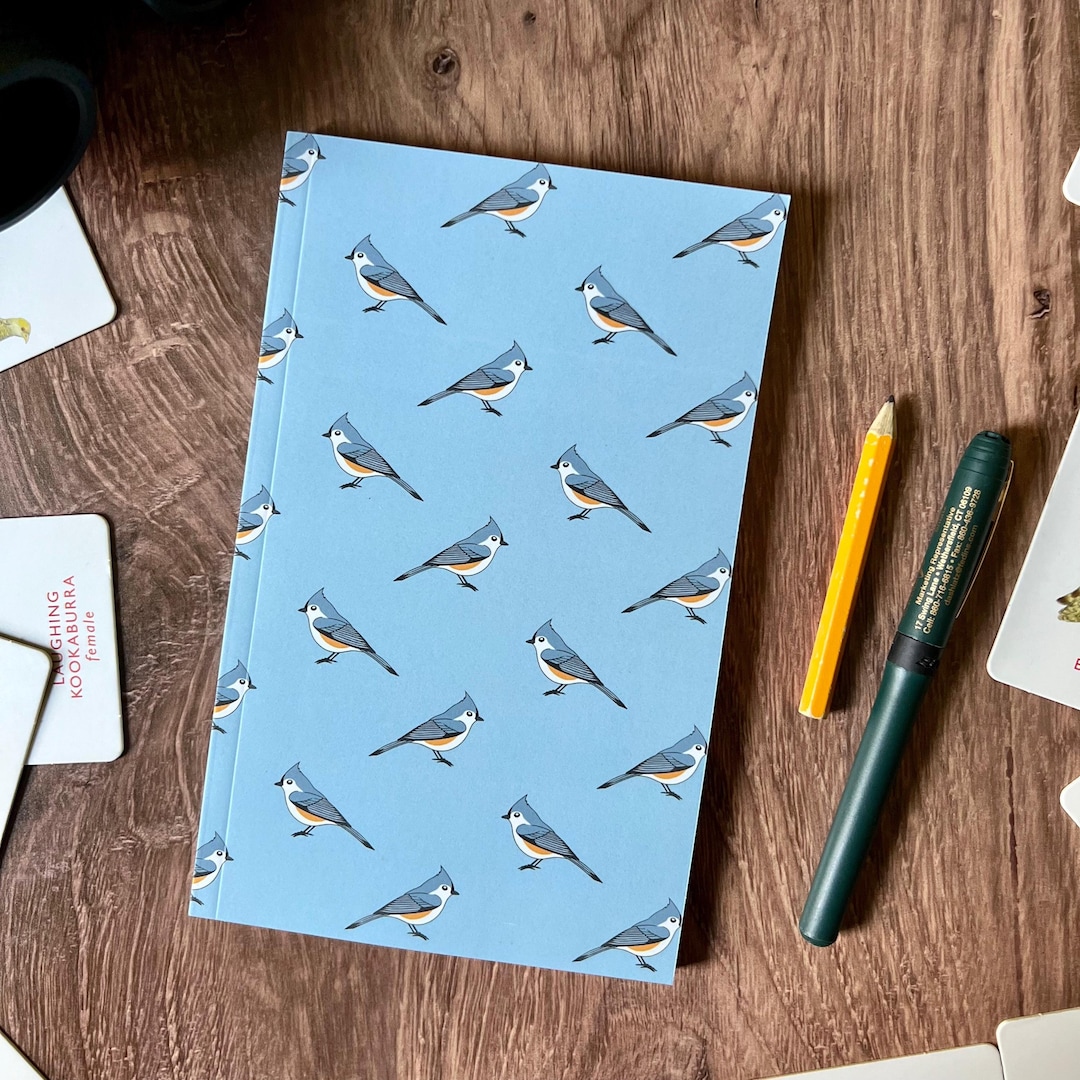 Tufted Titmouse Bird Notebook Softcover Lay Flat 5x8 Inches 120 Pages ...