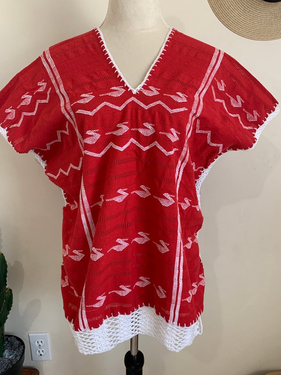 Vintage Hand Woven Huipil Blouse, Mexican Oaxaca … - image 2