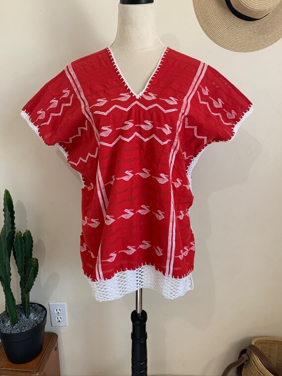 Vintage Hand Woven Huipil Blouse, Mexican Oaxaca … - image 3