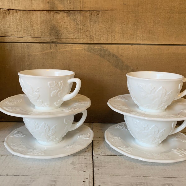 Milk Glass Tea Set Etsy