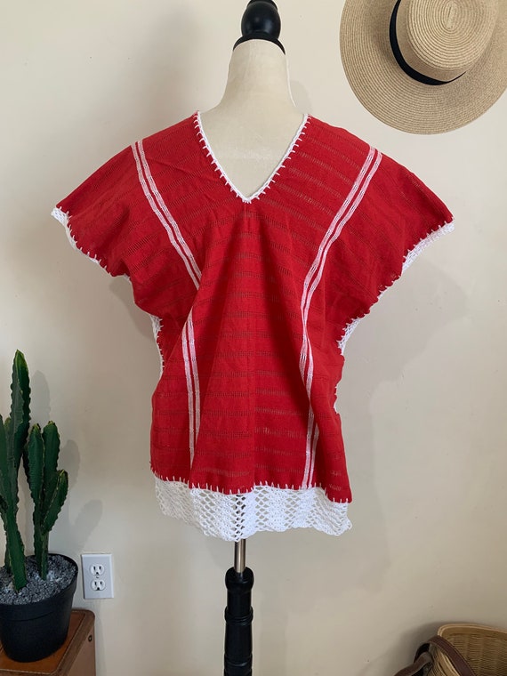 Vintage Hand Woven Huipil Blouse, Mexican Oaxaca … - image 6