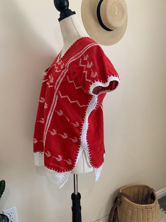 Vintage Hand Woven Huipil Blouse, Mexican Oaxaca … - image 5