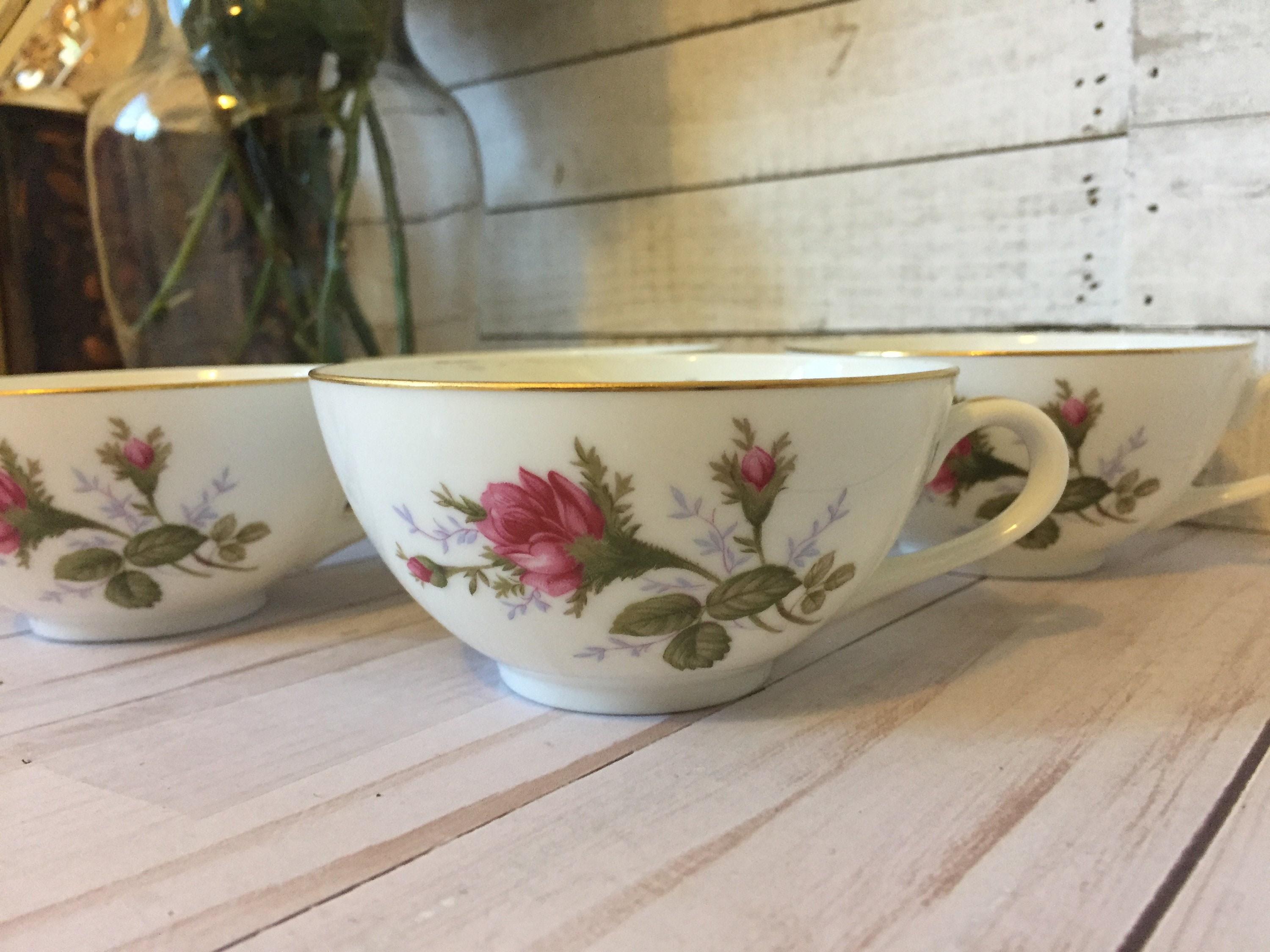 Vintage Moss Rose by Japan Tea Cups Set of 4. Porcelain Etsy