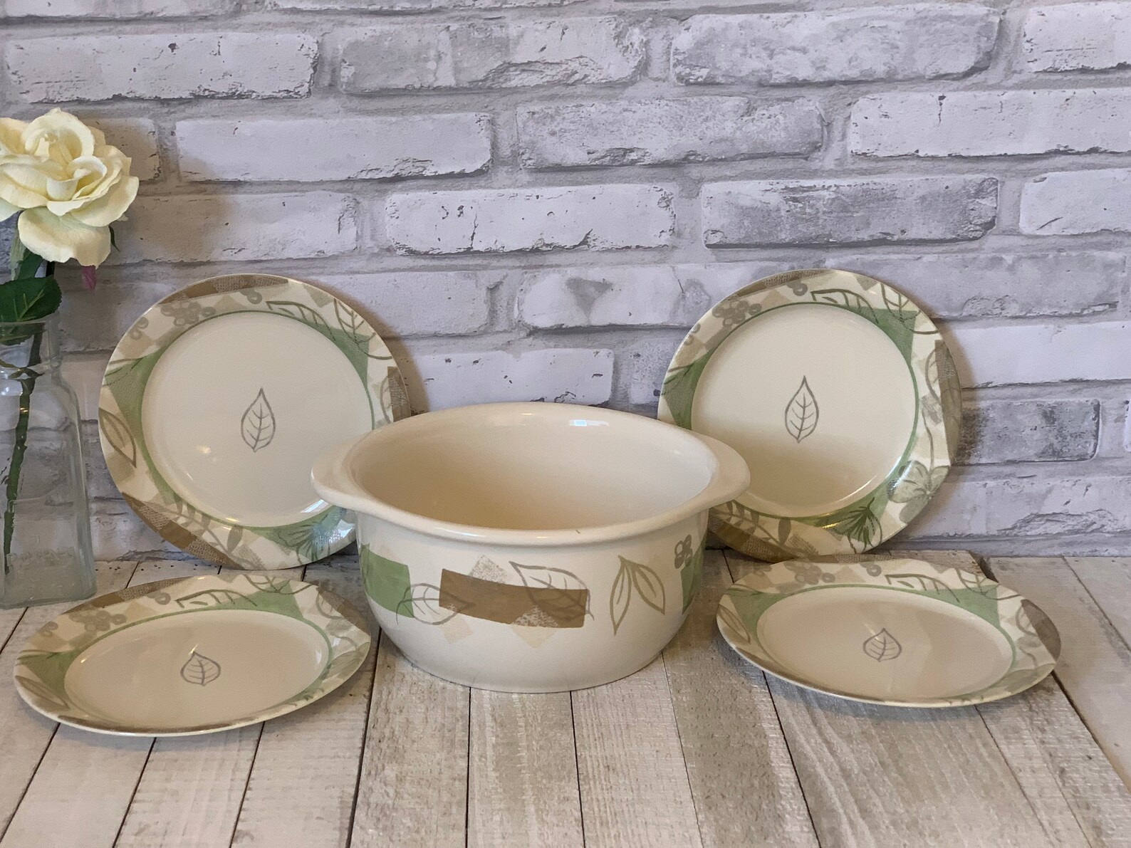 Corelle '' TEXTURED LEAVES Set Of 4 Salad Plates Etsy