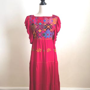 Vintage Mexican Dress, Handmade Dress, Bohemian Dress, Ethnic Embroidered Dress