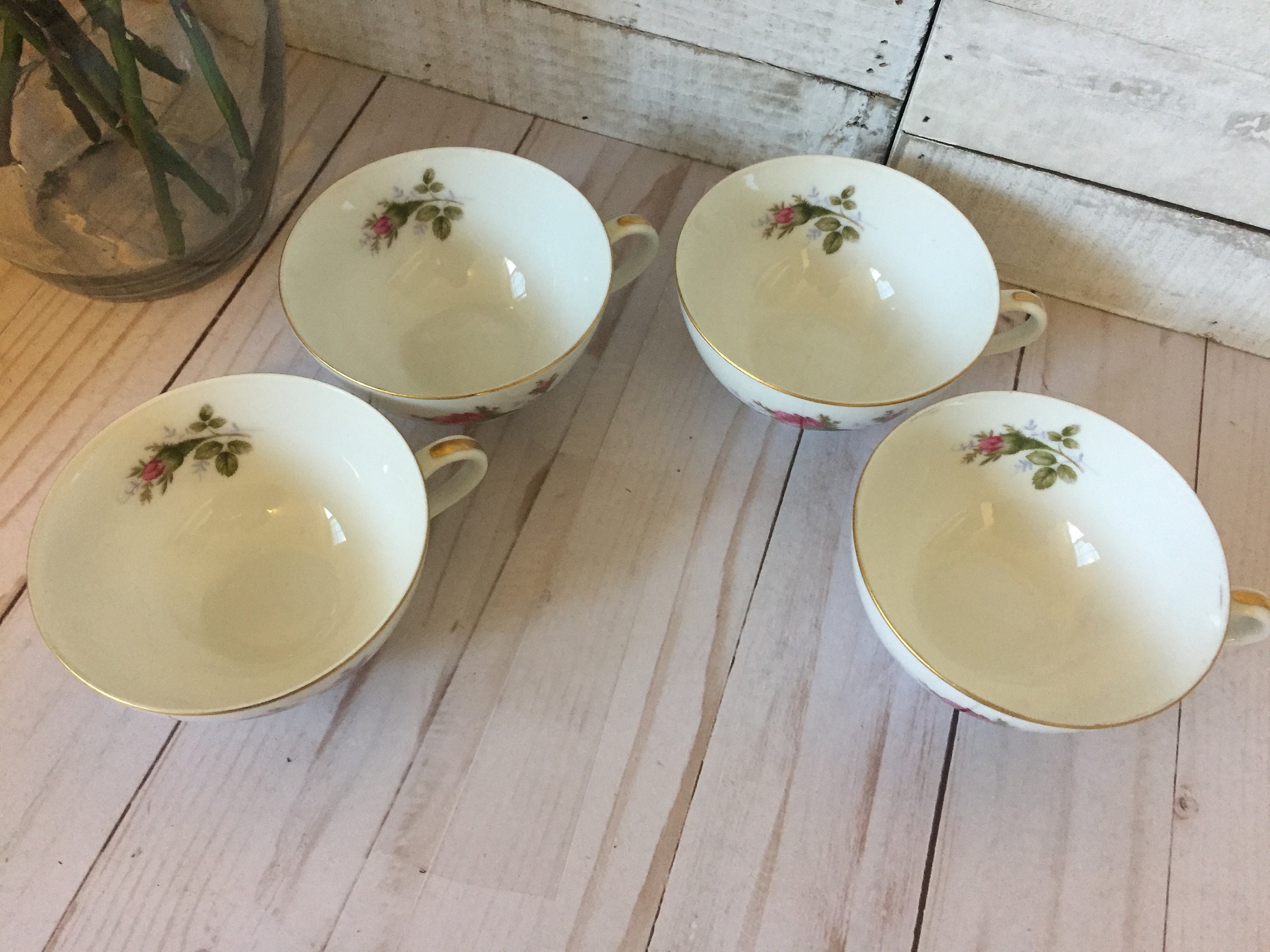 Vintage Moss Rose by Japan Tea Cups Set of 4. Porcelain Etsy