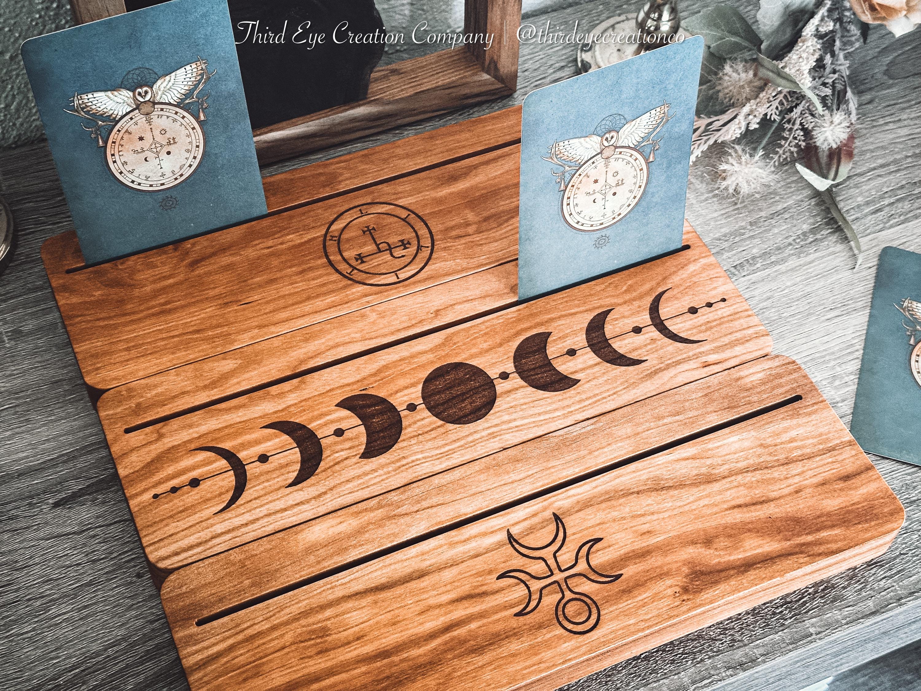 Oracle Card Holder - Recycled Cherry Wood Display | Eco-Friendly Card Stand | Card & Photo Display