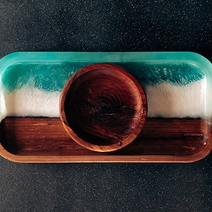 Walnut & Resin Ocean Inspired Catchall Set, Valet Tray, Custom Made, Small Gift Set | Handcrafted in America