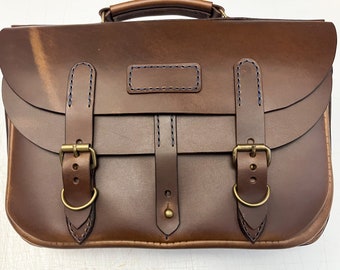 Chocolate Brown Medium Sized Briefcase with laptop space - Etsy 日本