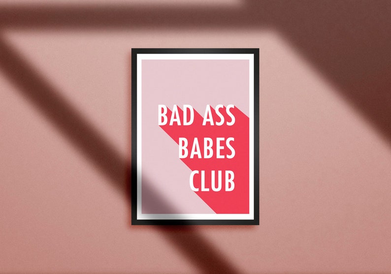 Bad Ass Poster, Girl Power Wall Art, Female Empowerment Motivational Poster, Girl Power Print Dorm Wall Art Girl Boss Print, Feminist Poster image 3