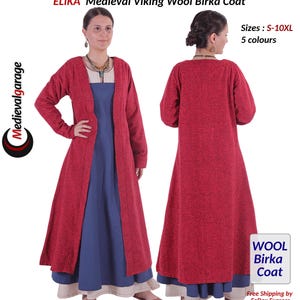 Medieval VikingWoolen Birka (ELIKA) Coat, Reenactment Costume, SCA LARP Renaissance Faire Cosplay Outfit, Viking Age Apparel, S---10XL