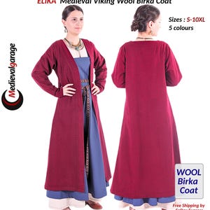 Medieval VikingWoolen Birka (ELIKA) Coat, Reenactment Costume, SCA LARP Renaissance Faire Cosplay Outfit, Viking Age Apparel, S---10XL