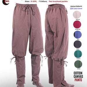 Medieval Viking Cotton Canvas Trousers, Functional Pockets, LARP Pants, Reenactment, Historical Clothing. HERMOD , Sizes S-10XL
