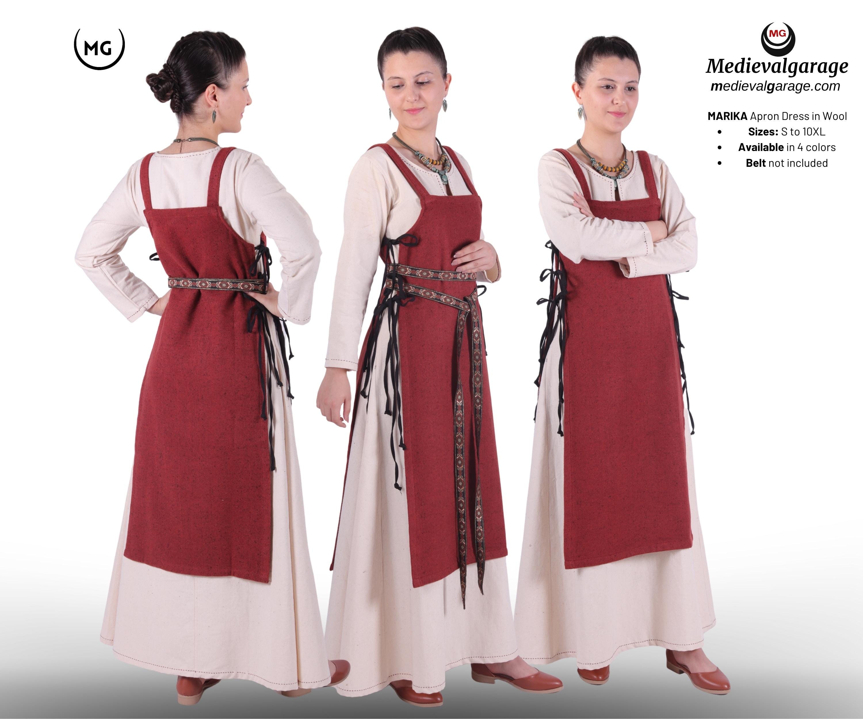 新品未使用woollinen tweed butchers aprondress Medieval Viking Woolen Pinafore Apron Dress, Norse