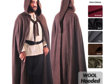 medievalgarage-LORN-Viking Hooded Wool Cloak, Medieval Cloak, Vikin Cape, One Size Fits All, LARP, Reenactment, Historical Clothing