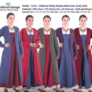 Medieval VikingWoolen Birka (ELIKA) Coat, Reenactment Costume, SCA LARP Renaissance Faire Cosplay Outfit, Viking Age Apparel, S---10XL