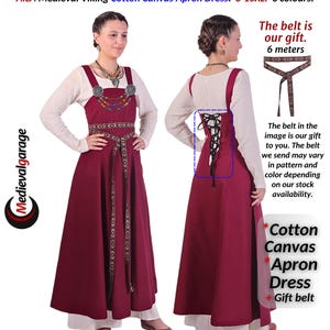 medievalgarage-AILA-Medieval Viking COTTON CANVAS Pinafore Apron Dress, Medieval dress, Ving dress, Viking Cotton Apron dress. S-8XL