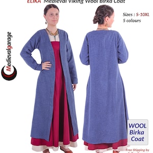 Medieval VikingWoolen Birka (ELIKA) Coat, Reenactment Costume, SCA LARP Renaissance Faire Cosplay Outfit, Viking Age Apparel, S---10XL