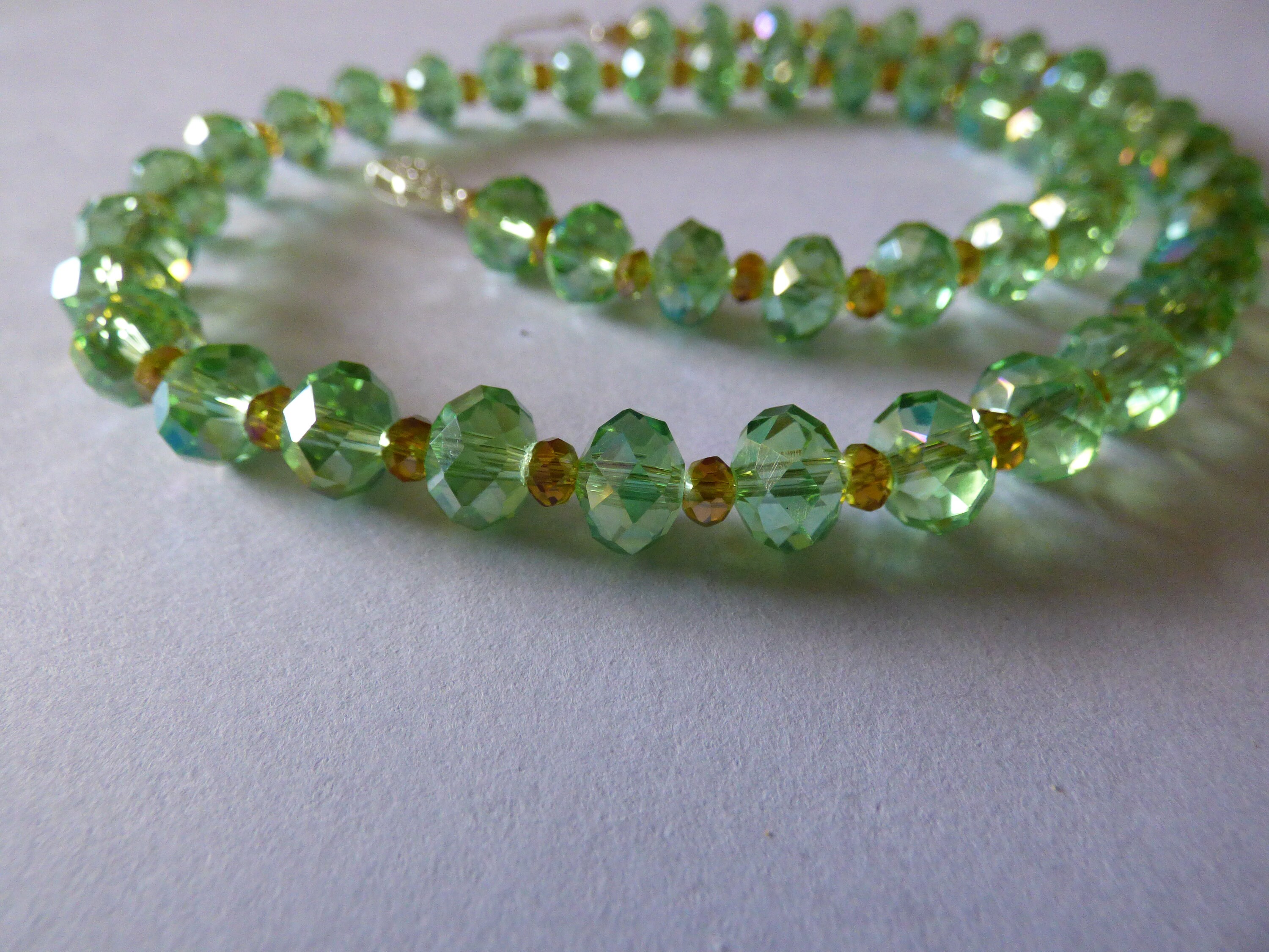 Stunning Hand Made Lead Crystal Necklace Glamorous Green and Etsy