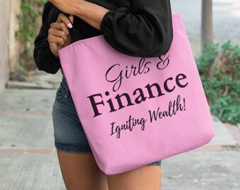 Sac fourre-tout entièrement imprimé, imprimé Girls and Finance