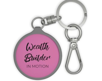 Etiqueta de llavero de alta calidad, abalorio de forma redonda, impresión de Igniting Wealth