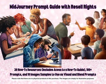 Guía de mensajes de MidJourney / Mensajes ilimitados usando mi mensaje de reescritura ChatGPT / PLR / Ai Art / MidJourney Art / Paquete de regreso a la escuela