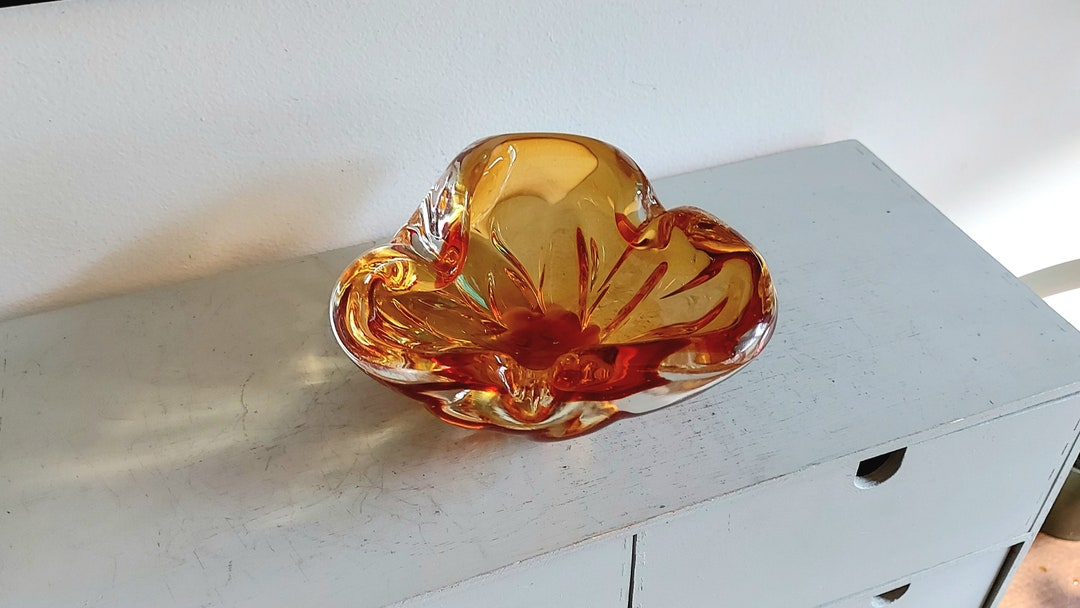 Canadian Art Glass Old Ashtray Etsy