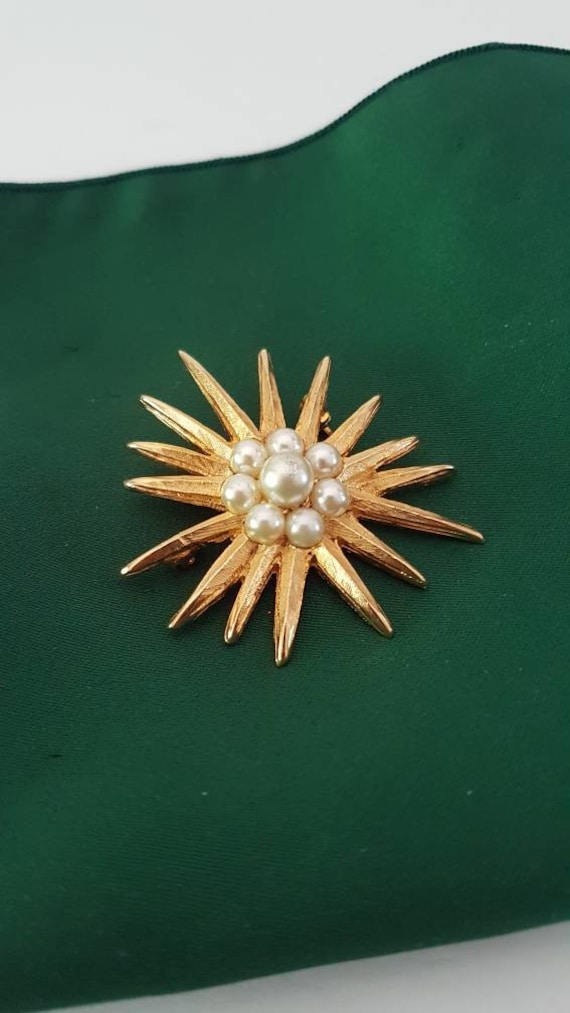 Vintage Atomic style starburst brooch - image 1