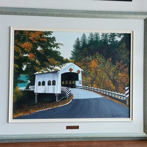Tableau Peinture à L'huile Signé Par 'Peng' - 50x50cm - Art Naïf Fantastique