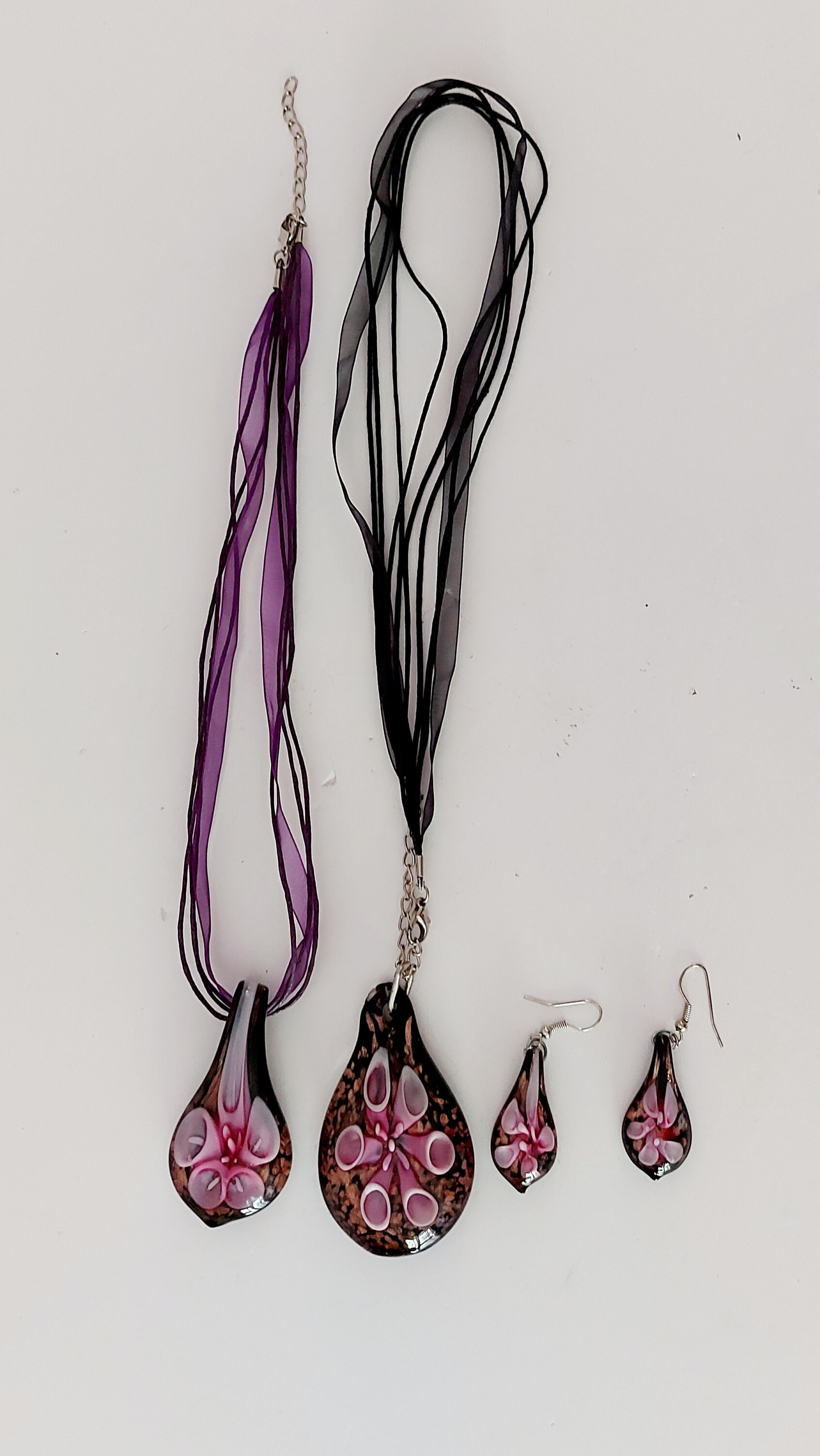 Set of Art Glass Necklaces and Earrings - Etsy