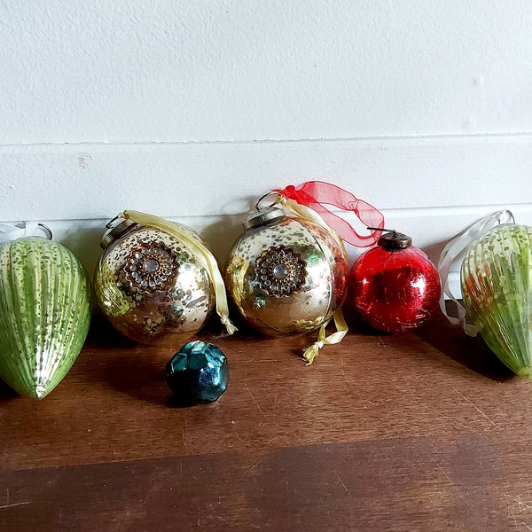 Boules de Noël en verre vintage 2 ensembles au choix