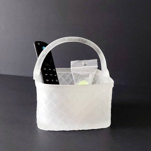 Frosted glass basket with embossed diamond pattern