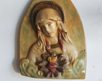 Wall plaque religious decoration Immaculate Heart of Mary