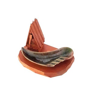 Paul Émile Caron vintage sculpture and Beauceware ashtray