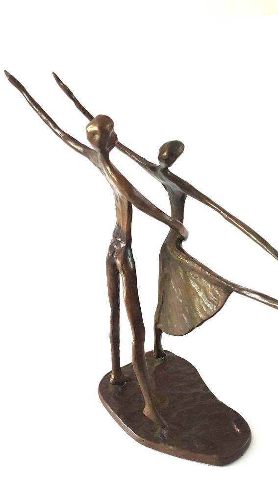Sculpture en bronze Couple dansant abstrait / grand modèle 61x29x59cm