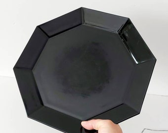 Cloche à Fromage Vintage Arcoroc Octime - Plateau En Verre Noir
