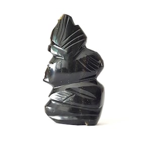Vintage Mayan Aztec Golden Obsidian Sculpture