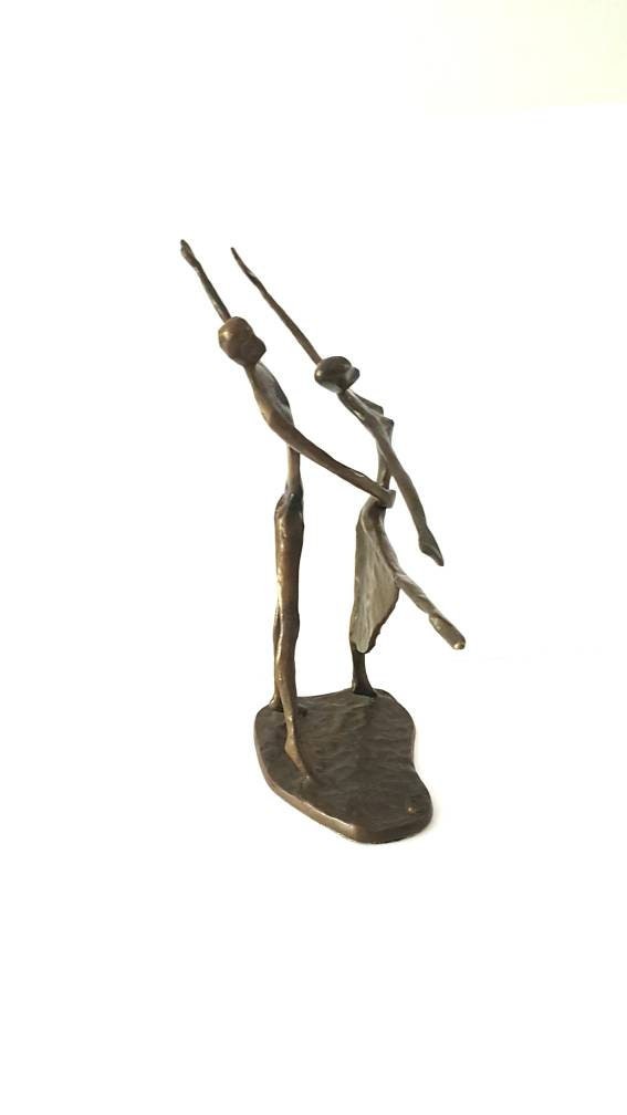 ART DÉCO SIGNÉE Danseur Danseuse Bronze Sculpture Marbre Base Statue